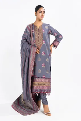 3 Pc Dyed Jacquard Shirt With Dyed Jacqaurd Dupatta