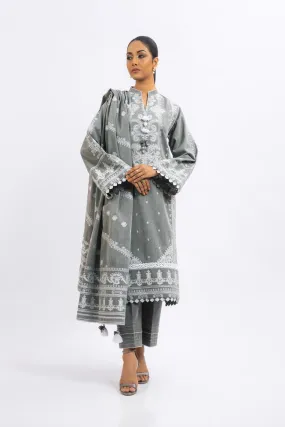 3 Pc Shamery Jacquard Suit With Shamery Jacquard Dupatta