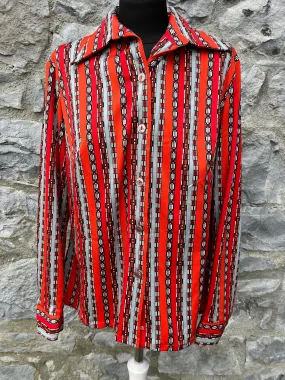 70s grey&red stripy shirt uk 12-14