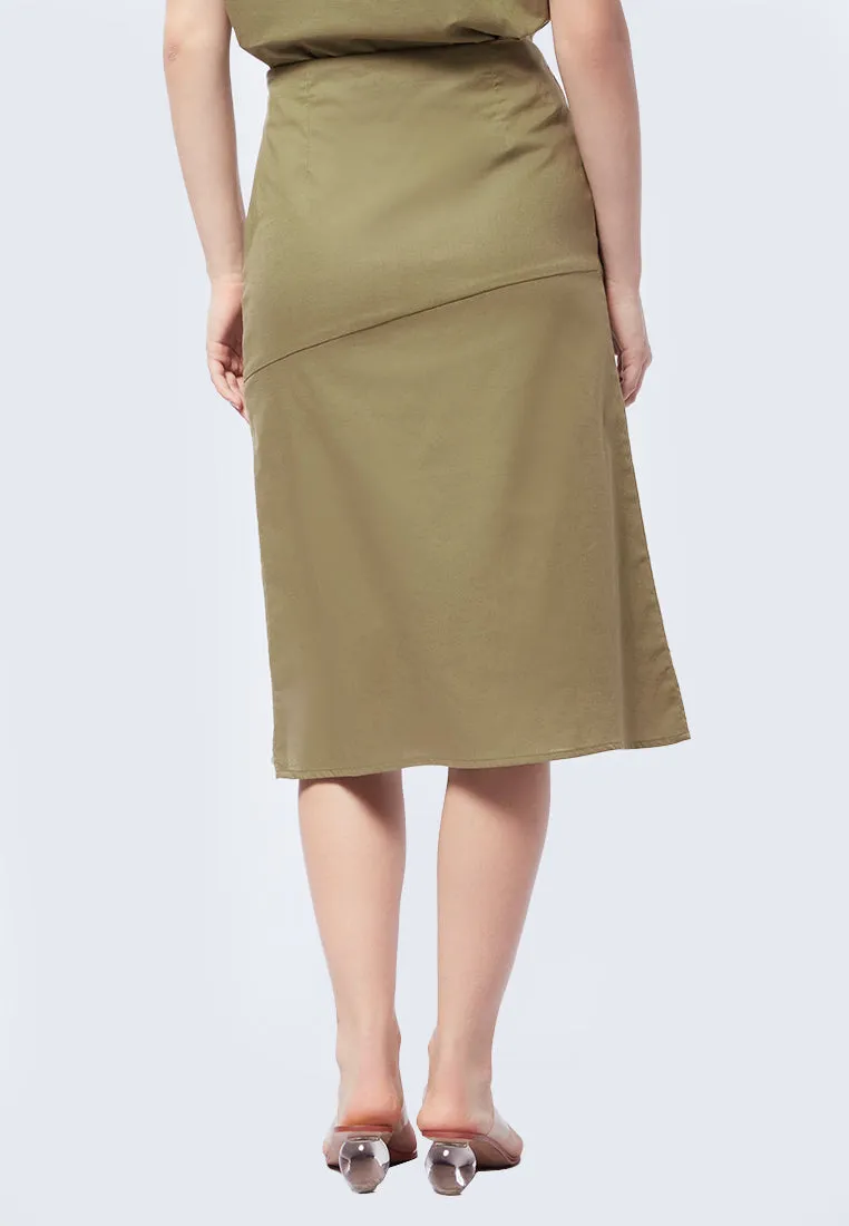 A-Line Midi Skirt with Slit