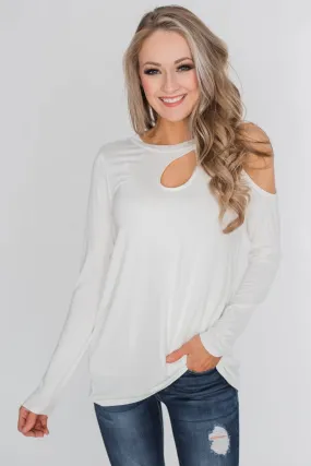 A Little Something Cold Shoulder Top - Ivory