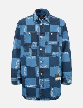 Allover Check Pattern Print Denim Shirt Jacket