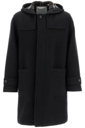 BLACK WOOL HOODED JACKET