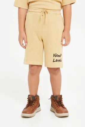 Boys Beige Jacquard Active Shorts