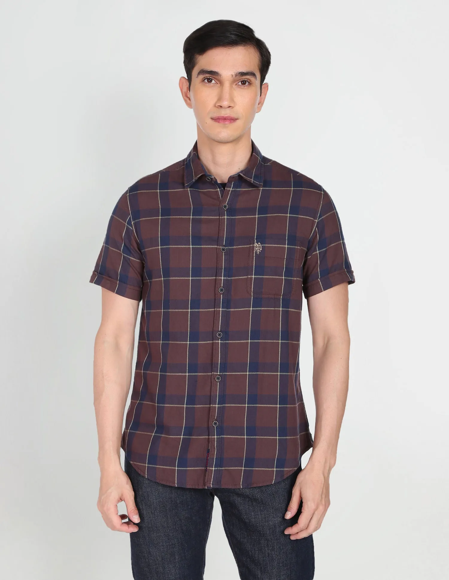 Cotton Plaid Check Twill Casual Shirt