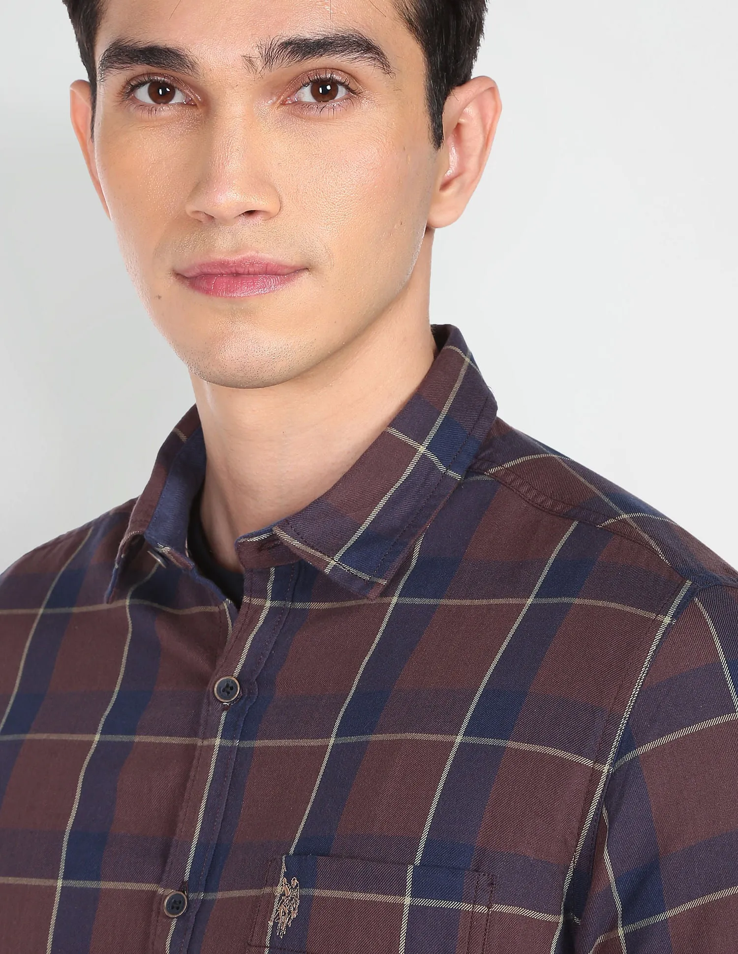 Cotton Plaid Check Twill Casual Shirt