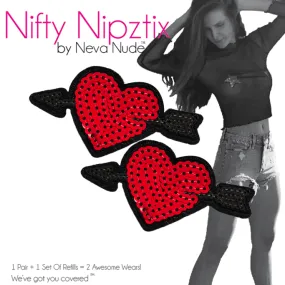 Cupid's Arrow Heart Sequin Nifty Nipztix Nipple Cover Pasties 2 Wears