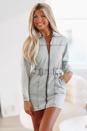 Destiny In Denim Mini Dress - Denim