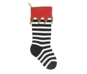 Elf- Cuff Striped Stocking | Black