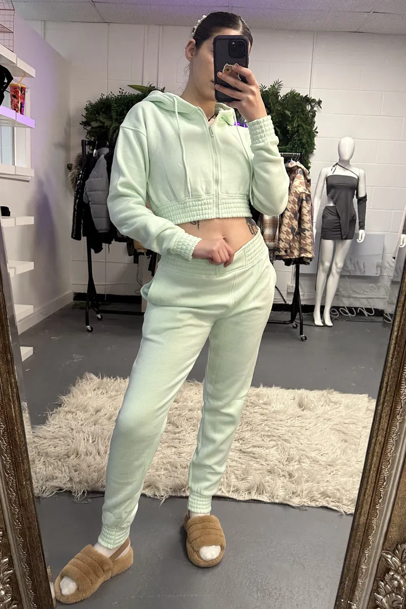 Mint Zip Front Elasticated Detail Loungewear Co-ord Set - Carmel