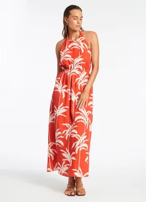 Palme Tie Back Maxi Dress - Cherry