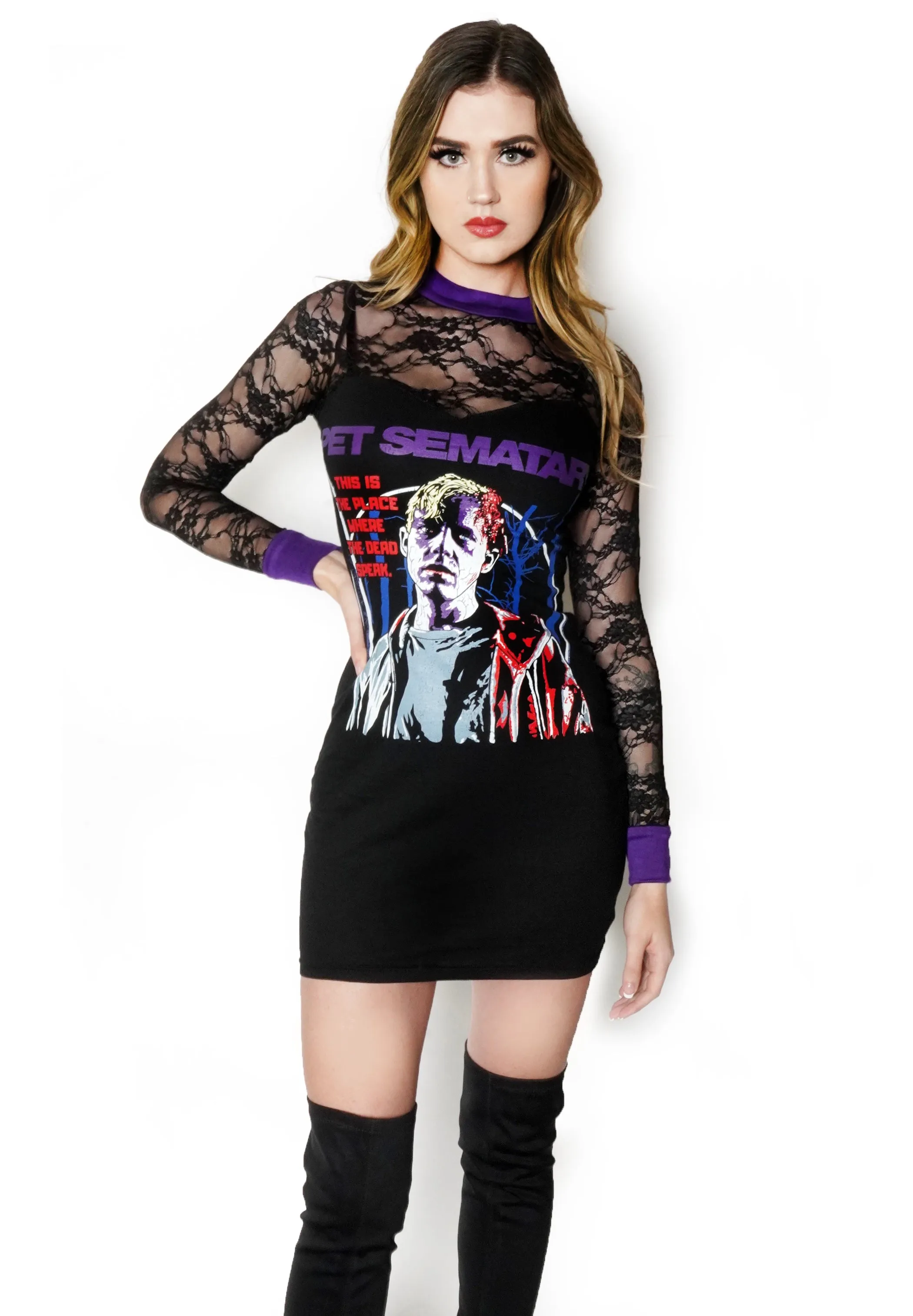 Pet Sematary Long Sleeve Lace Dress