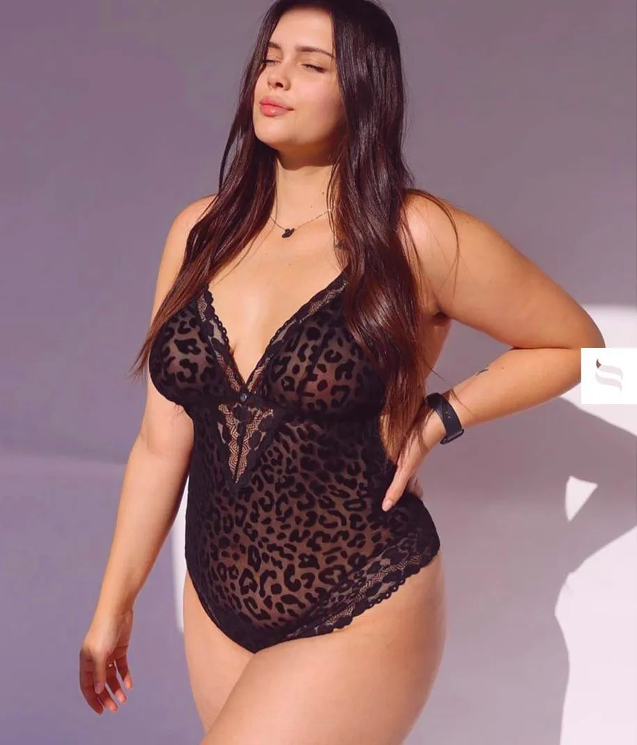 Sheer Sexy Animal Print Bodysuit Lingerie