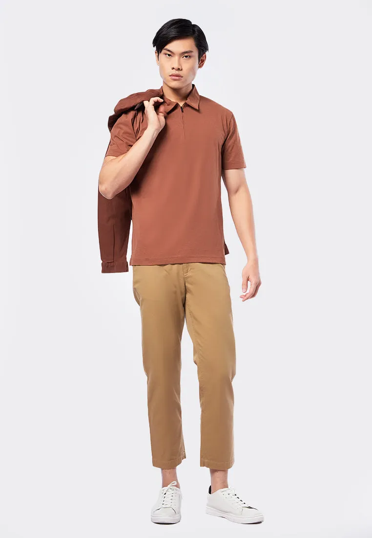 Short Sleeve Polo Shirt with Zipper