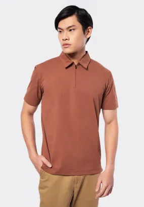 Short Sleeve Polo Shirt with Zipper